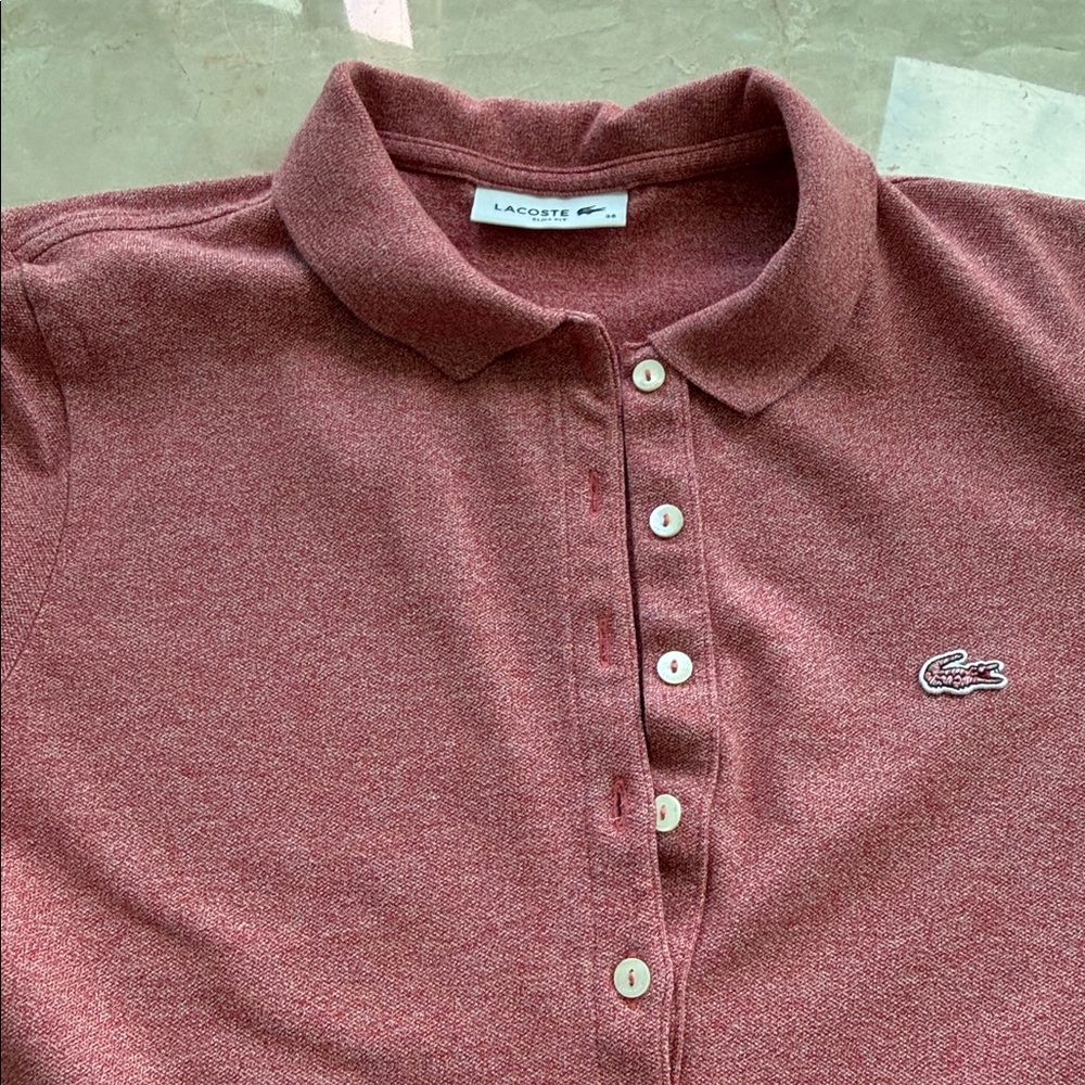 Lacoste Women's Button Down pink Polo Shirt  short sleeve Size 38 ( S) - Picture 13 of 13
